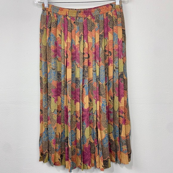 Vintage Alfred Dunner Midi‎ Skirt Sz 16 Pleated Floral Grannycore Fall Librarian - Picture 1 of 7